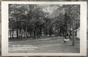 Big Deep Lake Lodge East of Hackensack Minnesota Backus 1954 RPPC Postcard 328 - Picture 1 of 3