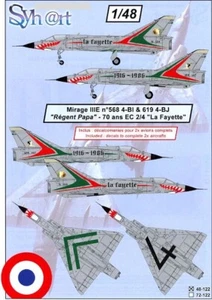 "Calcomanías Syhart 1/48 DASSAULT MIRAGE IIIE ""Regent Papa"" y "La Fayette" - Imagen 1 de 4