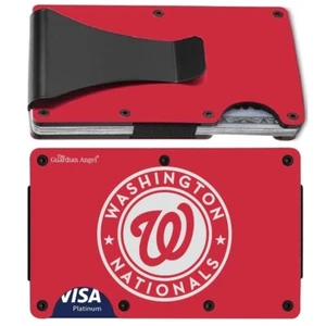 Washington National Engraved Titanium Red RFID Blocking Wallet w Clip D7 - Picture 1 of 11