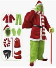Christmas Mean One Grinch Costume Santa Claus Costume Adult Large 9 Piece Set
