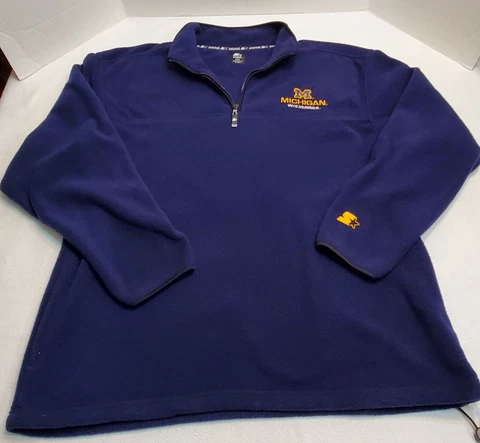 Vintage Mens Starter Fleece 1/4 Zip Jacket - NCAA Michigan Wolverines - Size XL Cover