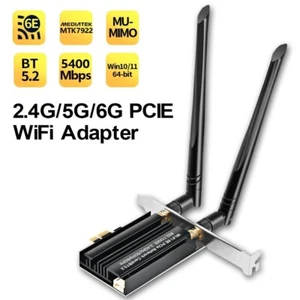 WiFi 6E AX3000 PCIe Network Card for PC with Heat Sink - Bluetooth 5.2, 802.11AX - Picture 1 of 4