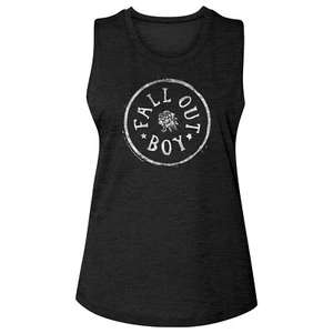 Fall Out Boy Circle Rose Badge FOB Women's Muscle Tank Rock Music Merch - Picture 1 of 3