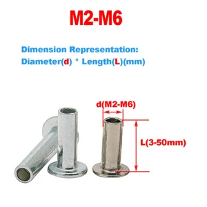 Carbon Steel Galvanized / Nickel Plated Flat Round Head Semi Hollow Rivet M2-M6 - Picture 1 of 7