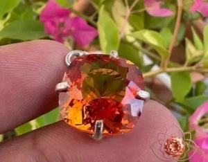 Natural Certified Orange Sapphire 30.54 Ct Loose Gemstone in 925 Silver Pendant - Picture 1 of 6