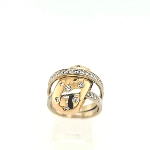 18k Two Tone Gold Cocktail Ring with Diamonds - Picture 1 of 6
