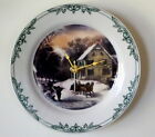 Collectible Currier And Ives Sleigh And Horses Scenic Plate Wall Clock