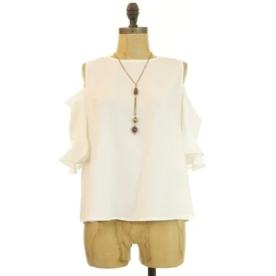 Top Topshop Nordstrom Hombro Frío Volantes 8 Blanco Ligero NUEVO B22 Foto 1 de 3