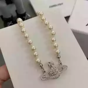 Vivienne Westwood golden silver tone mini bas relief pearl Orb choker Necklace - Picture 1 of 16