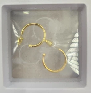 Pendientes de aro redondos pulidos brillantes de oro amarillo macizo de 14K todos los tamaños - Imagen 1 de 4