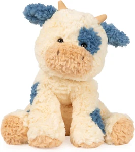 10inch Cow Stuffed Animal for Ages 1 and Up, Spring Decor Plush Toy, Cream/Blue - Picture 1 of 7