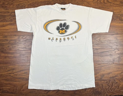 Vintage Missouri Tigers T Shirt Large White W5 Cover