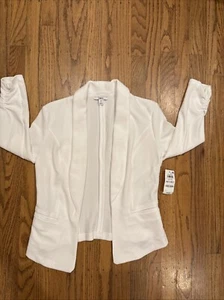 bar III Womens Crepe Blazer Jacket, White, Petite Small - Picture 1 of 9
