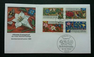 [SJ] Germany Butterflies & Flowers 1985 Bird Flora Fauna Moth Insect Plant (FDC) - Image 1 of 4