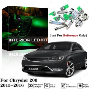 7x Green Interior LED Light Kit + Green License Light For 2015-2016 Chrysler 200 - Picture 1 of 11