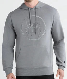 Spider Man Embroidered Hoodie Men's Size M 38-40 Marvel Gray Pullover Sweatshirt - Picture 1 of 11