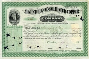 1899 Adventure Consolidated Copper Stock Certificate - Bild 1 von 1