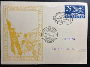 1927 Lausanne Switzerland First Flight Souvenir Postcard Cover To La Chaux De Fo - Picture 1 of 2