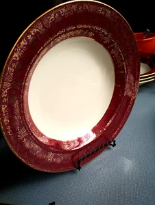 Homer Laughlin Porcelain Soup Bowls 1953 - Gold Decorated Borders--Set of 4 - Picture 1 of 5