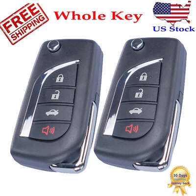 2 For Toyota Camry Corolla 2018 2019 2020 2021 Uncut Entry Remote Key Fob H CHIP - Image 1 of 4