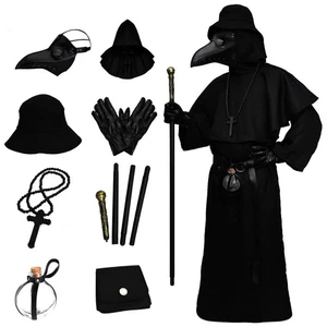 Pestarzt Kostüm Set 8 in 1 Pestarzt Umhang und Masken Gruselig Hallowee... - Bild 1 von 9