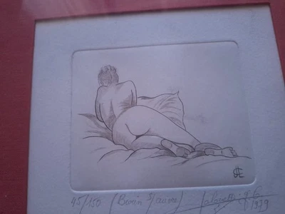 GRAVURE EROTIQUE BURIN SUR CUIVRE JEAN CLAUDE LALOUETTE ( NUMERO 45/150 ) 1979 - Photo 1/4