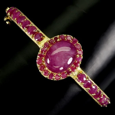 925 Sterling Silver Bangle Oval Ruby 14x12mm Natural Gemstone Jewelry 7inches - Image 1 of 4