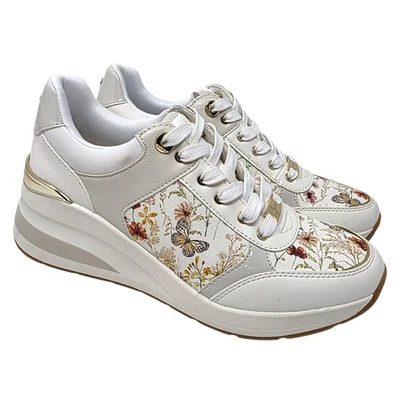 Zapatillas de cuña ALDO para mujer blancas florales mariposa talla 8,5 nuevas con etiquetas Foto 1 de 4