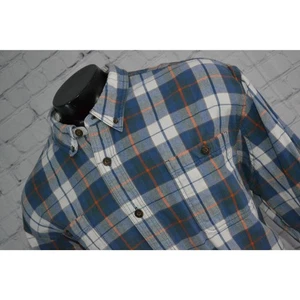 Duluth Trading Co Work Dress Shirt Size 3XL Blue Plaids Cotton Front Pockets - Picture 1 of 6