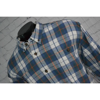 Duluth Trading Co Work Dress Shirt Size 3XL Blue Plaids Cotton Front Pockets - Image 1 of 4