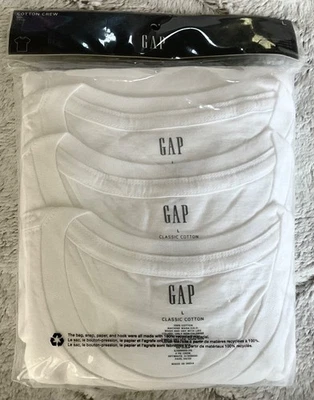 Gap 内衣 T 恤男式 L 白色 100% 棉圆领短袖 3 件装 — 第 1/4 张图片