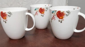Lenox Simply Fine Bone China Chirp Tea/ Coffee Cup Set Of 3 EXCELLENT - Picture 1 of 14