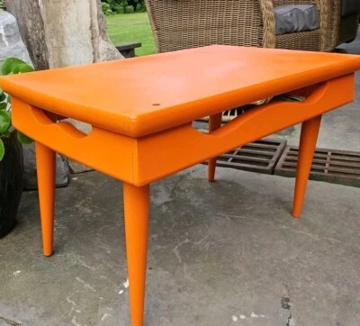 Vintage Retro Mid Century Modern ORANGE wood Accent End Table 23.5x15.5x15 - Image 1 of 4