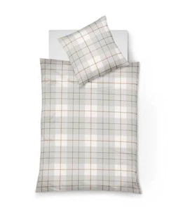 Fleuresse Lech Edelflanell Bettwäsche 240x220 Karo wollweiß muschel 604112-10 - Bild 1 von 3