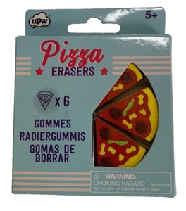 npw Pizza Erasers novelty 6 count pizza slice shaped erasers Ages 5+ - Picture 1 of 2