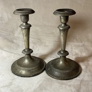 2 Vintage Pewter candlestick candle holders - Picture 1 of 7