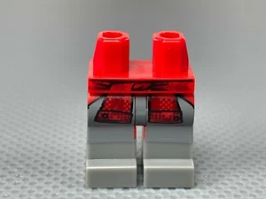 LEGO Minifigure Hips & Legs Dark Bluish Gray Boots Red Flannel Shirt on Waist - Picture 1 of 5