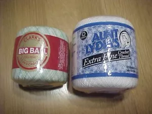 Lot of 2 Clark's Big Ball B34 & Aunt Lydias Crochet Thread & White Size 30 - Picture 1 of 5
