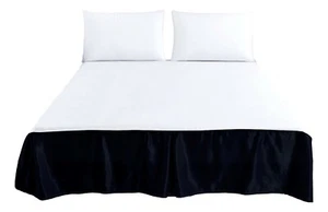 Tache Satin Glam Night Out Black Tailored Platform Dust Ruffle 14" Bed Skirt - Picture 1 of 3