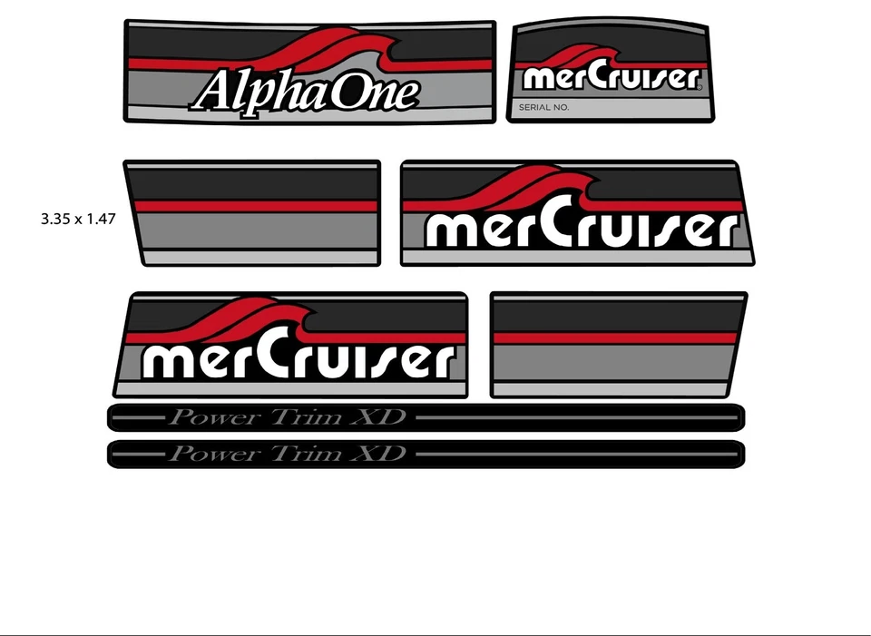 1984-1991 MERCURY ALPHA ONE GEN 1 ONE STICKERS DECALS SET  TRIM GRAY  - Image 1 of 1