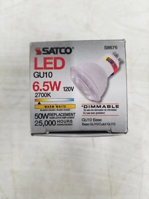 Satco LED GU10 6.5 Watt S8676 2700K Dimmable Lamp New In Box - Image 1 of 4