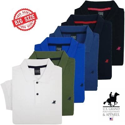 Polo Uomo Manica Corta Classica Semplice Tinta Unita Taglie Forti 3XL 4XL 5XL 6X - Imagen 1 de 2