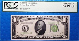 1934 $10 Federal Reserve Note Fr-2004-G Chicago LGS PCGS64 Choice PPQ - Picture 1 of 2
