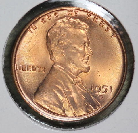 Gorgeous Uncirculated 1951 D/D Lincoln Wheat Cent - RPM-001 - Dramatic RPM!! Cover