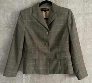 Kasper Houndstooth Earth Tones Notched Lapel Flap Pockets Blazer Jacket Sz 6P - Picture 1 of 7