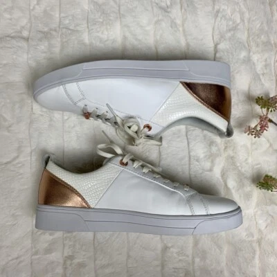 Zapatillas Ted Baker Blanco/Oro Rosa Talla 10.5 Nuevas Sin Etiquetas Foto 1 de 4