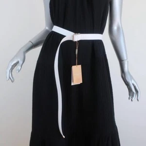 Michael Kors Double Ring Skinny Belt Optic White Leather Size Small NEW - Picture 1 of 7
