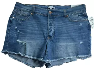 And Now This Shorts Womens Plus size 20 Blue Loose Fit Stretch Denim Button Fly - Picture 1 of 8