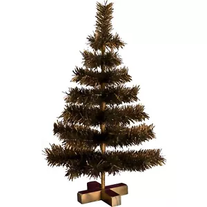 24in Vintage Copper Tinsel Christmas Tree Wood Block Stand Included 2FT Tall - Picture 1 of 5