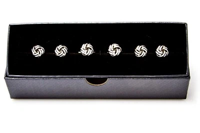 MRCUFF Silver Knot Cufflinks & Studs Set 2 cufflinks and 4 shirt studs gift box - Image 1 of 4